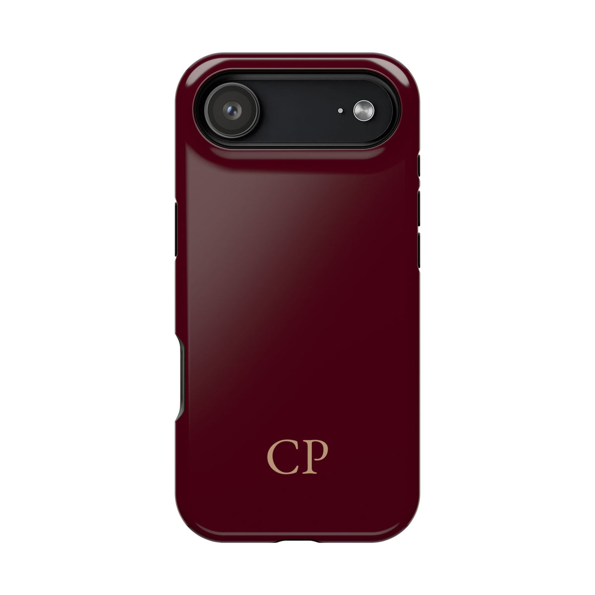 Burgundy Solid Monogram personalized protective phone case for iPhone 17 Air, glossy finish