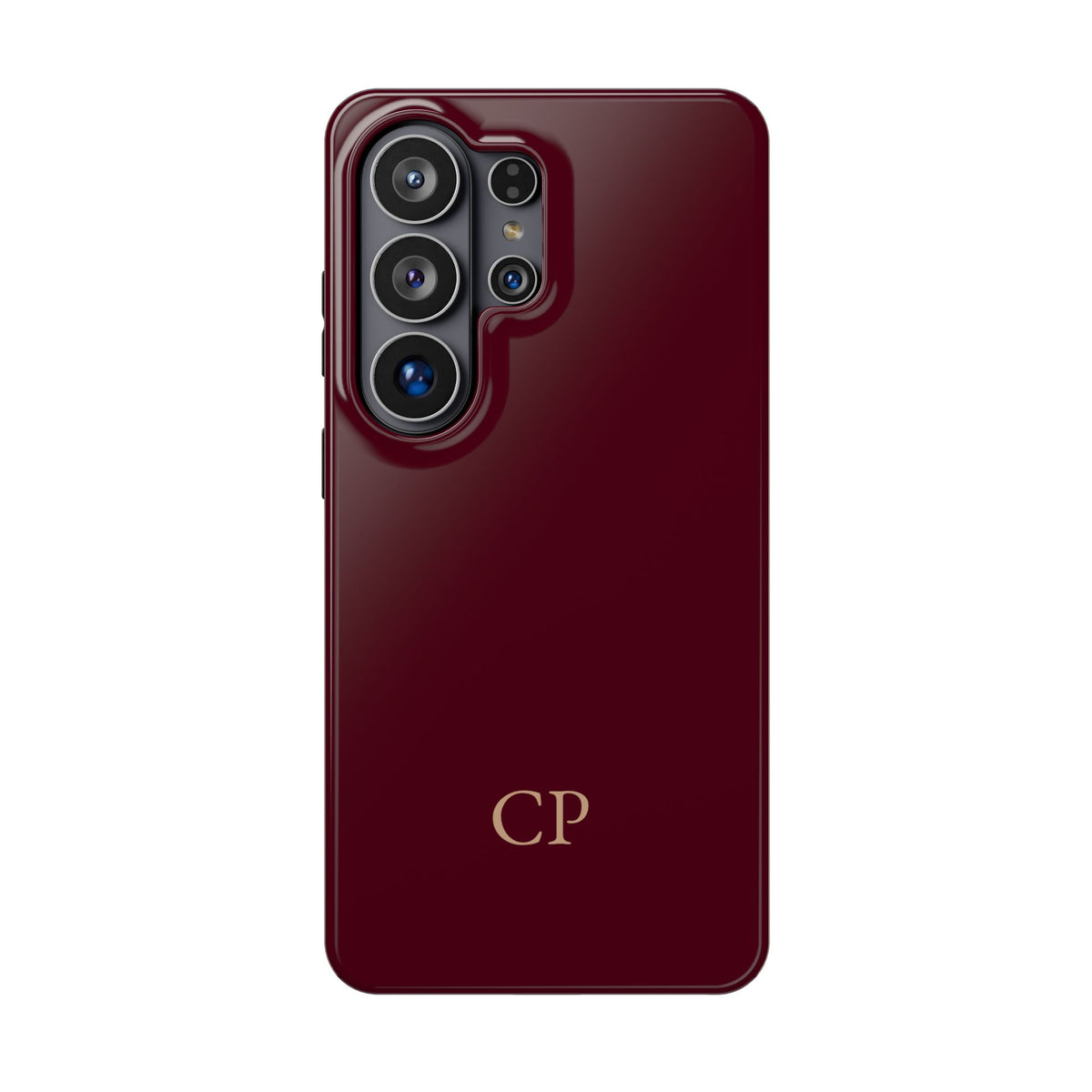 Burgundy Solid Monogram personalized MagSafe case for Samsung Galaxy S26 Ultra, glossy finish