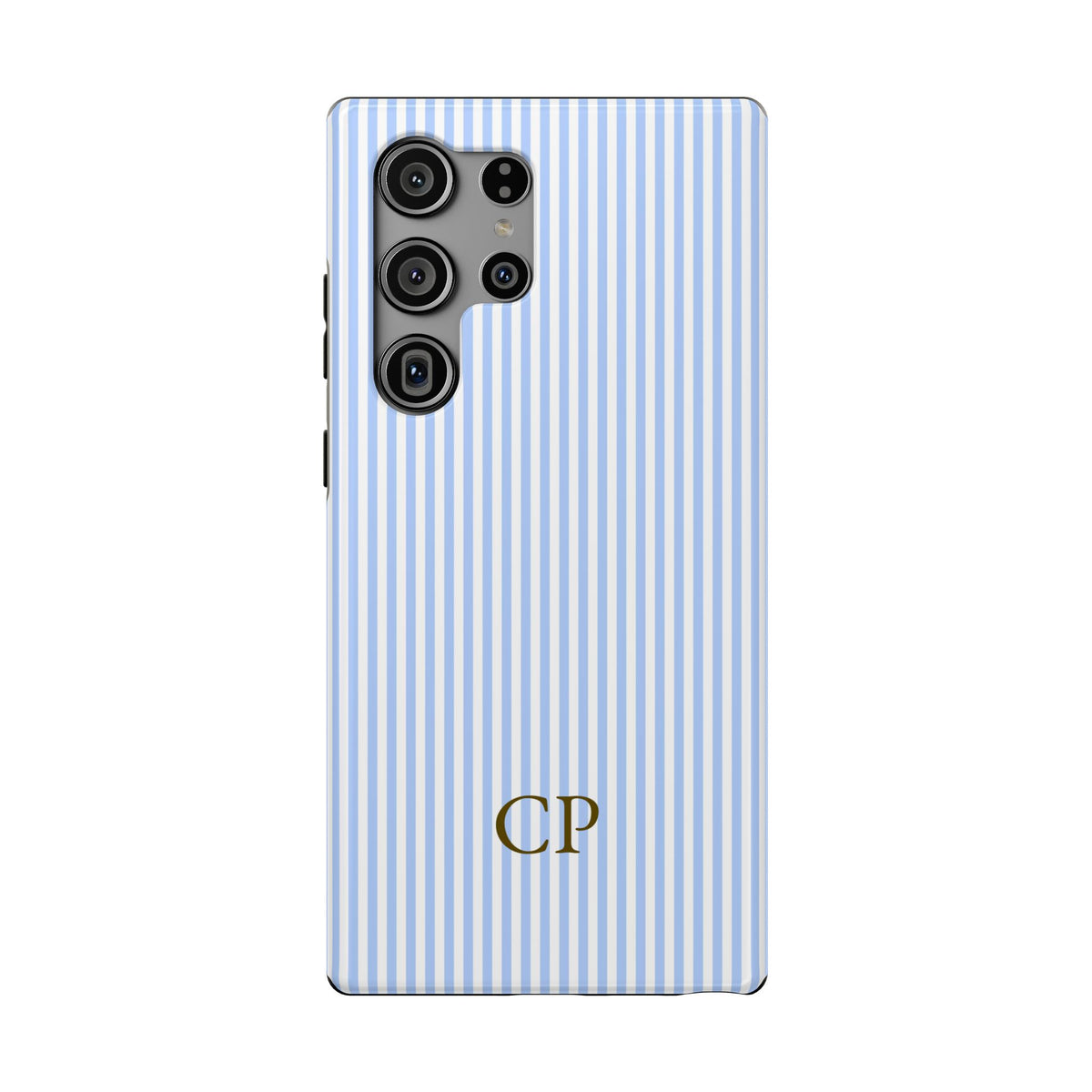 Sky Pinstripe Monogram personalized protective phone case for Samsung Galaxy S23 Ultra, glossy finish