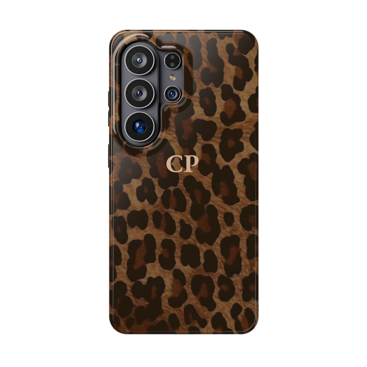 Brown Leopard Monogram personalized protective phone case for Samsung Galaxy S26 Ultra, glossy finish