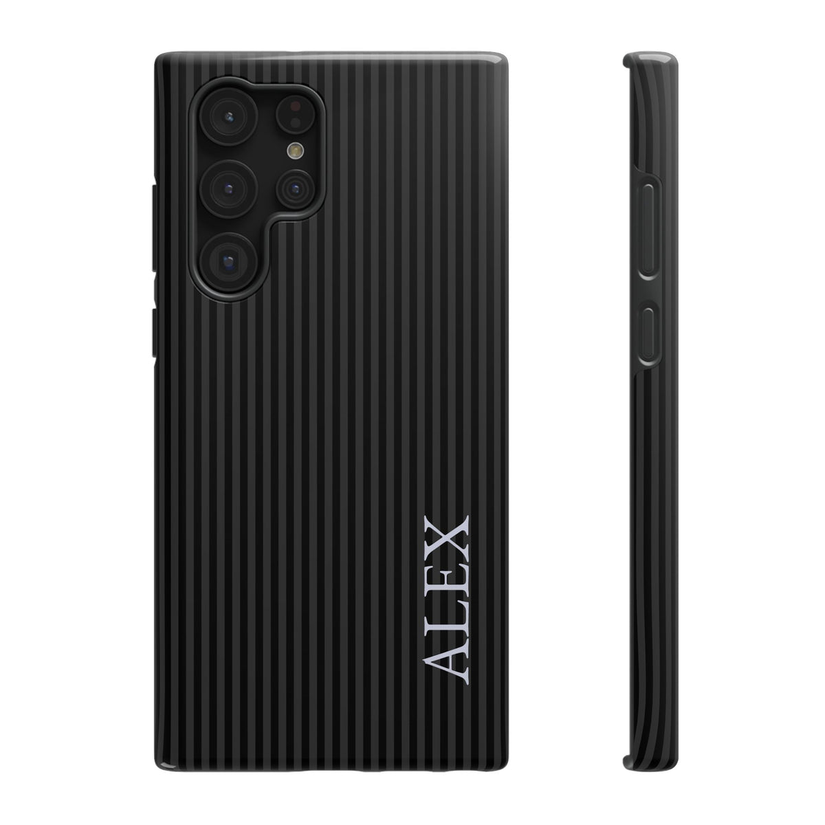 Black Stripe Name personalized protective phone case for Samsung Galaxy S22 Ultra, glossy finish