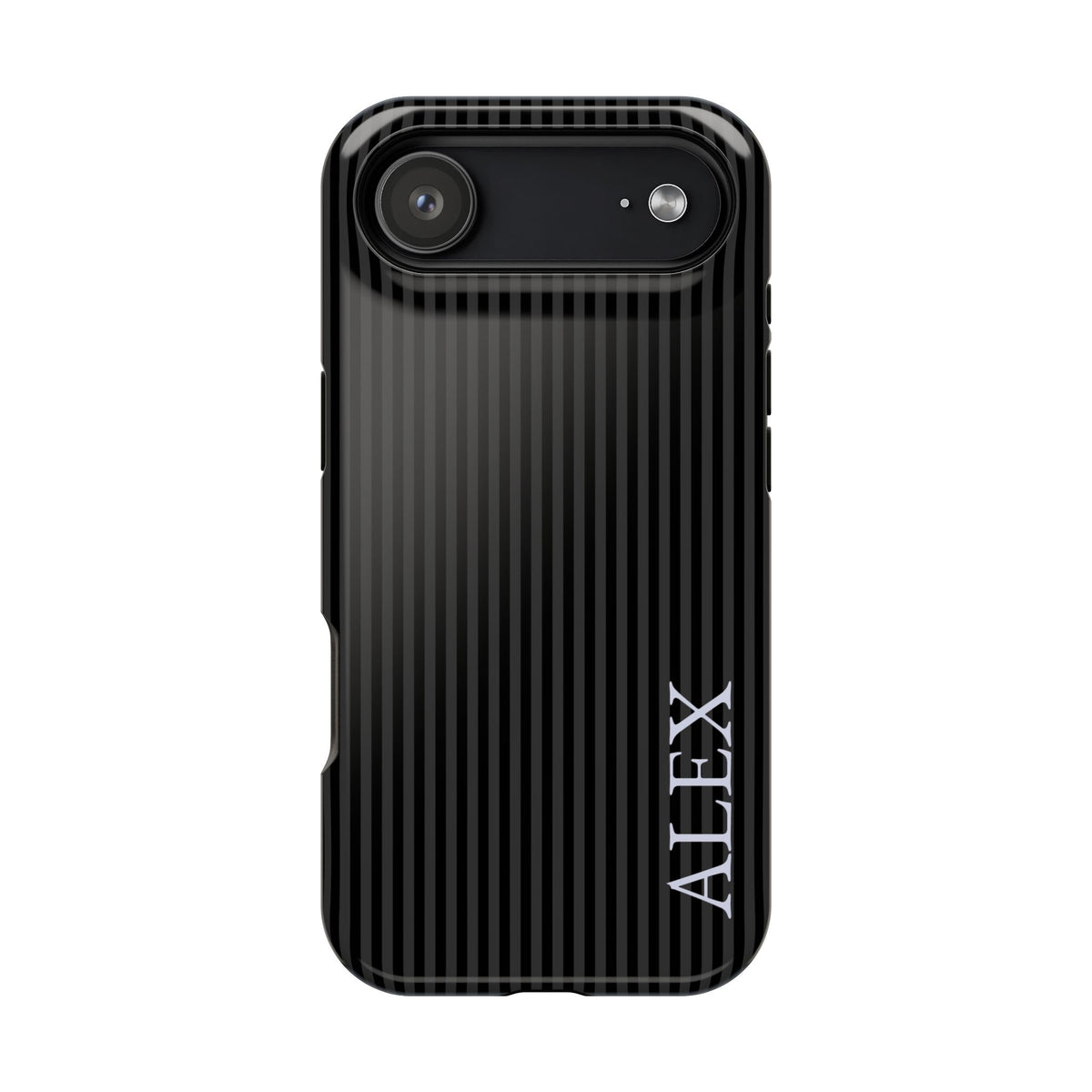 Black Stripe Name personalized protective phone case for iPhone 17 Air, glossy finish