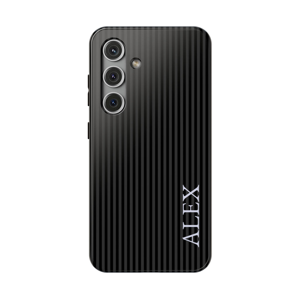 Black Stripe Name personalized protective phone case for Samsung Galaxy S24, glossy finish
