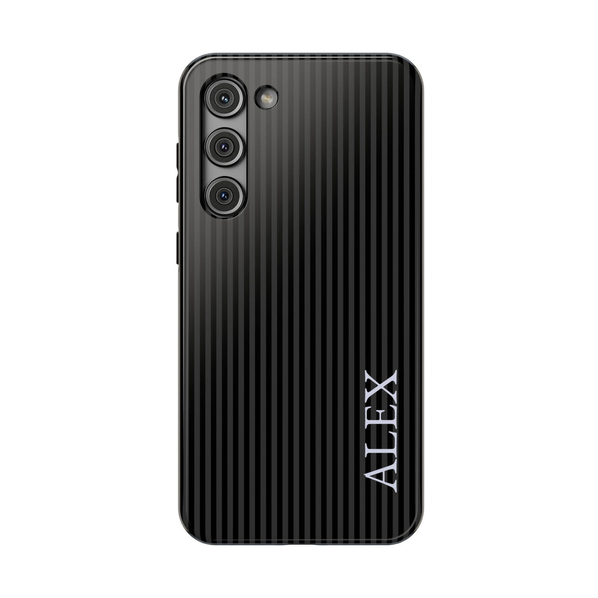Black Stripe Name personalized protective phone case for Samsung Galaxy S23 Plus, glossy finish