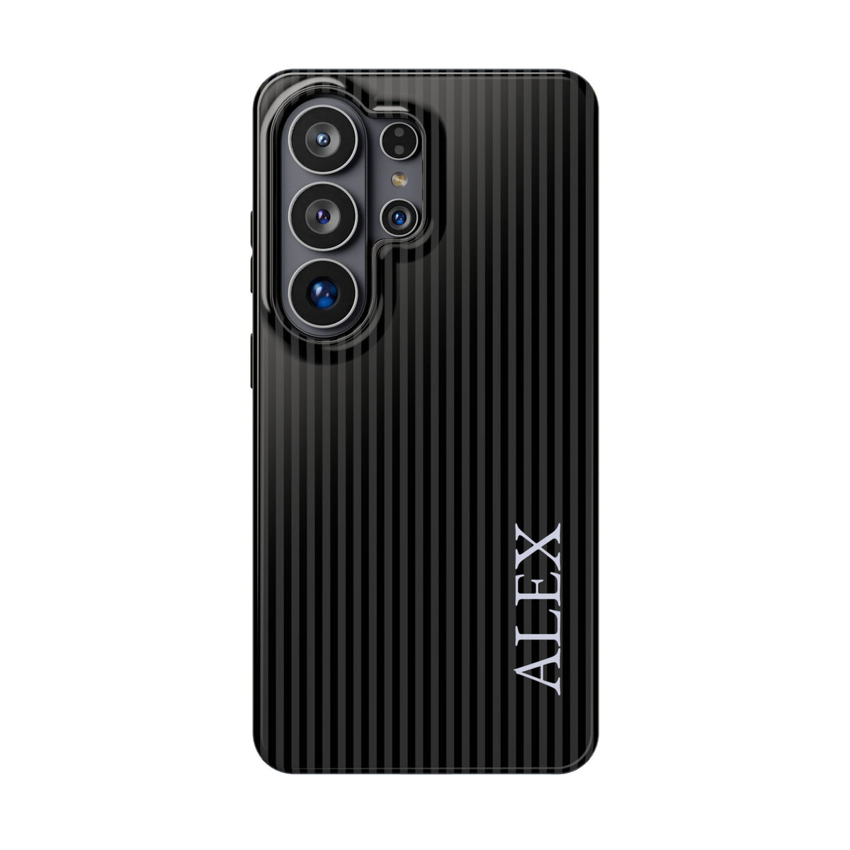 Black Stripe Name personalized protective phone case for Samsung Galaxy S26 Ultra, glossy finish
