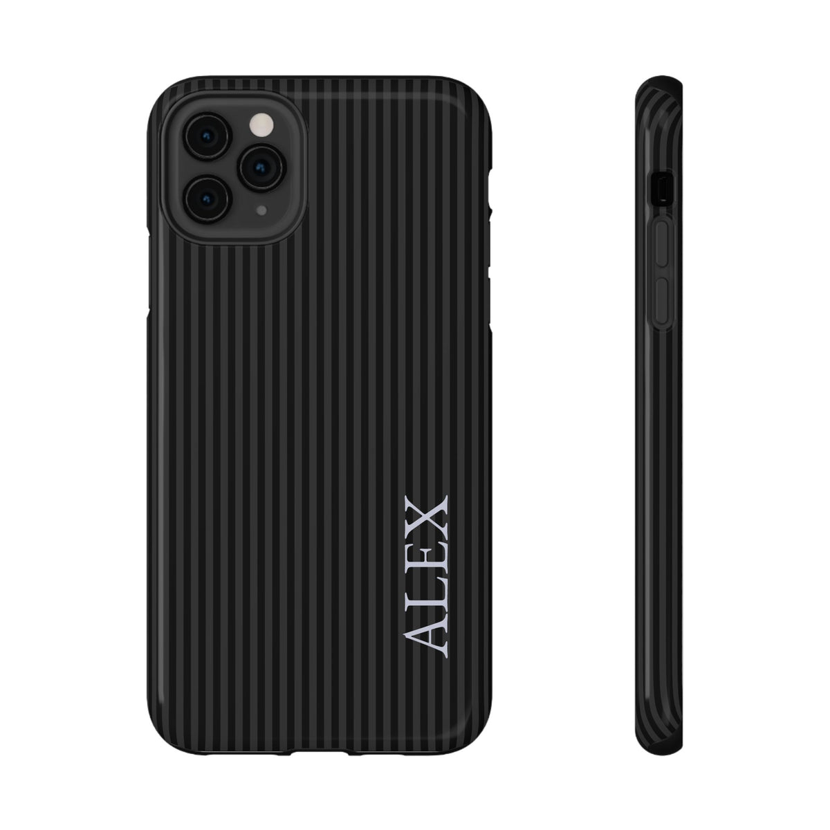 Black Stripe Name personalized protective phone case for iPhone 11 Pro Max, glossy finish
