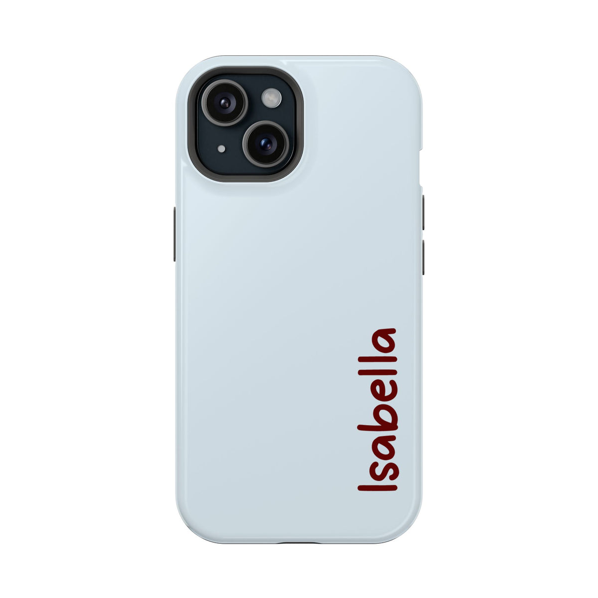 Baby Blue Name personalized protective phone case for iPhone 15, glossy finish