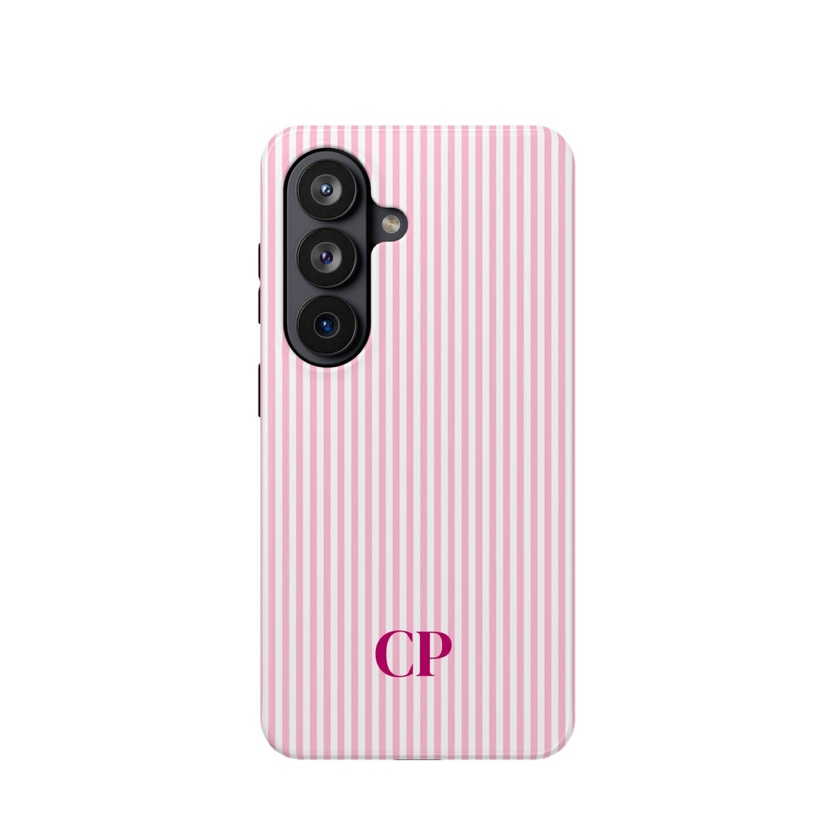 Blush Pinstripe Monogram personalized protective phone case for Samsung Galaxy S26, glossy finish