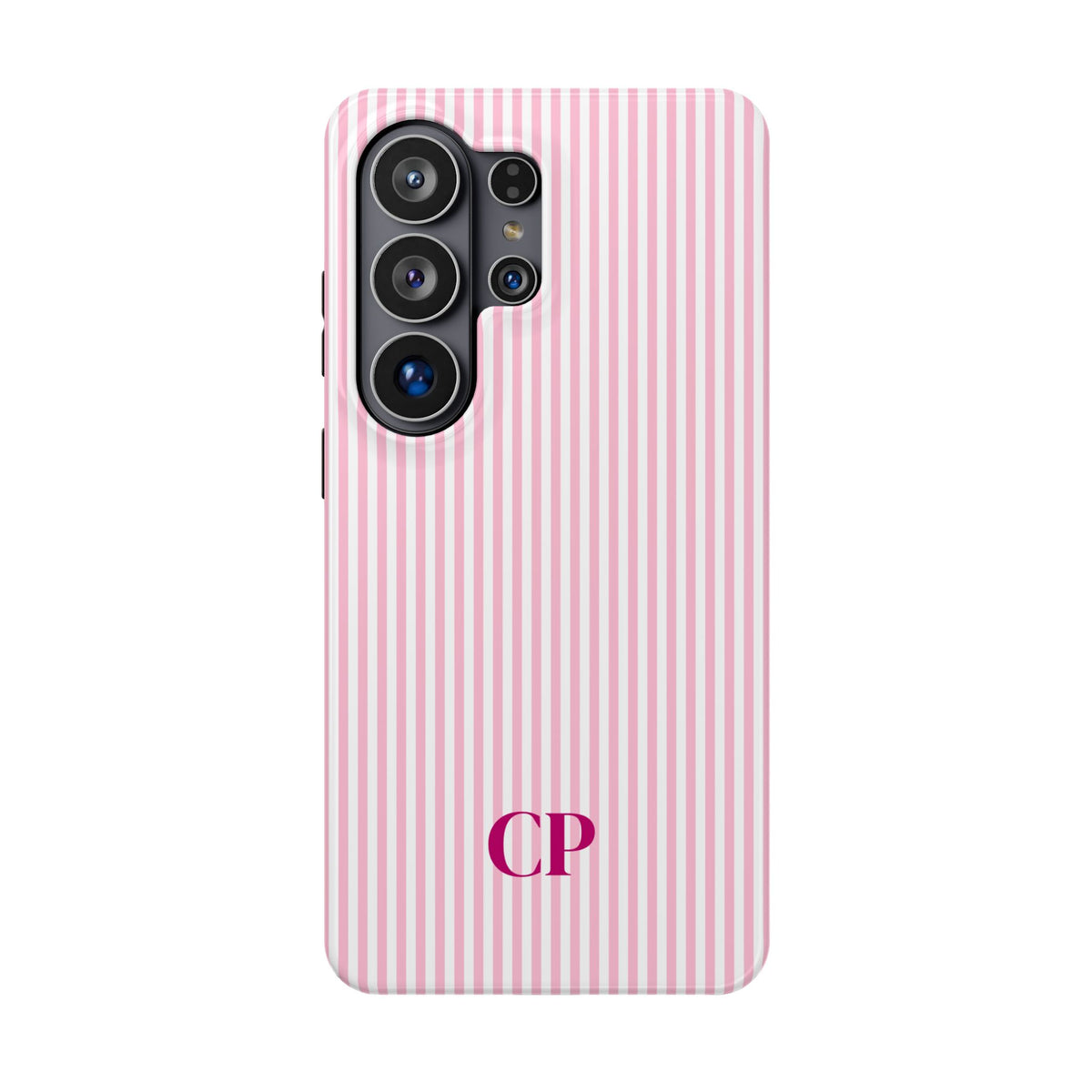 Blush Pinstripe Monogram personalized protective phone case for Samsung Galaxy S26 Ultra, glossy finish
