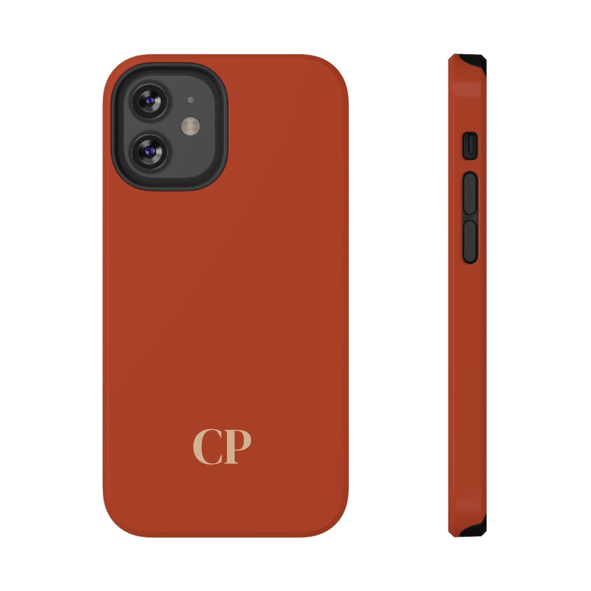 Terracotta Monogram personalized protective phone case for iPhone 12 Mini, glossy finish