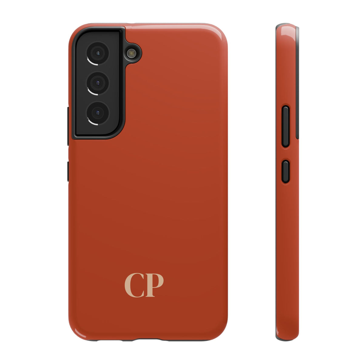 Terracotta Monogram personalized protective phone case for Samsung Galaxy S22, glossy finish