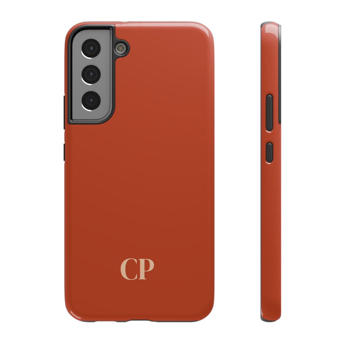Terracotta Monogram personalized protective phone case for Samsung Galaxy S22 Plus, glossy finish