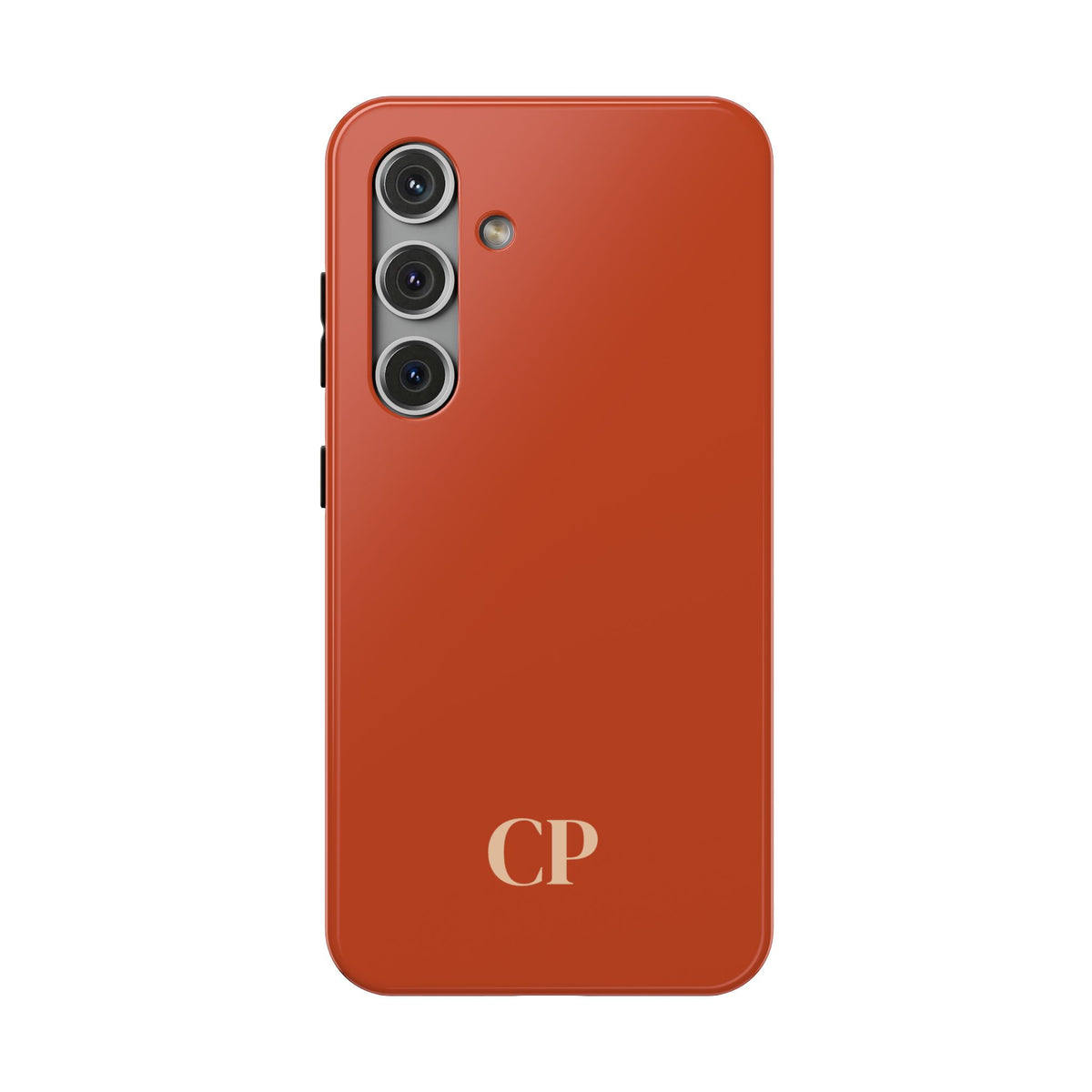 Terracotta Monogram personalized protective phone case for Samsung Galaxy S24, glossy finish