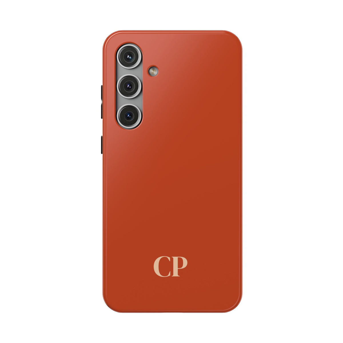 Terracotta Monogram personalized protective phone case for Samsung Galaxy S24 Plus, glossy finish