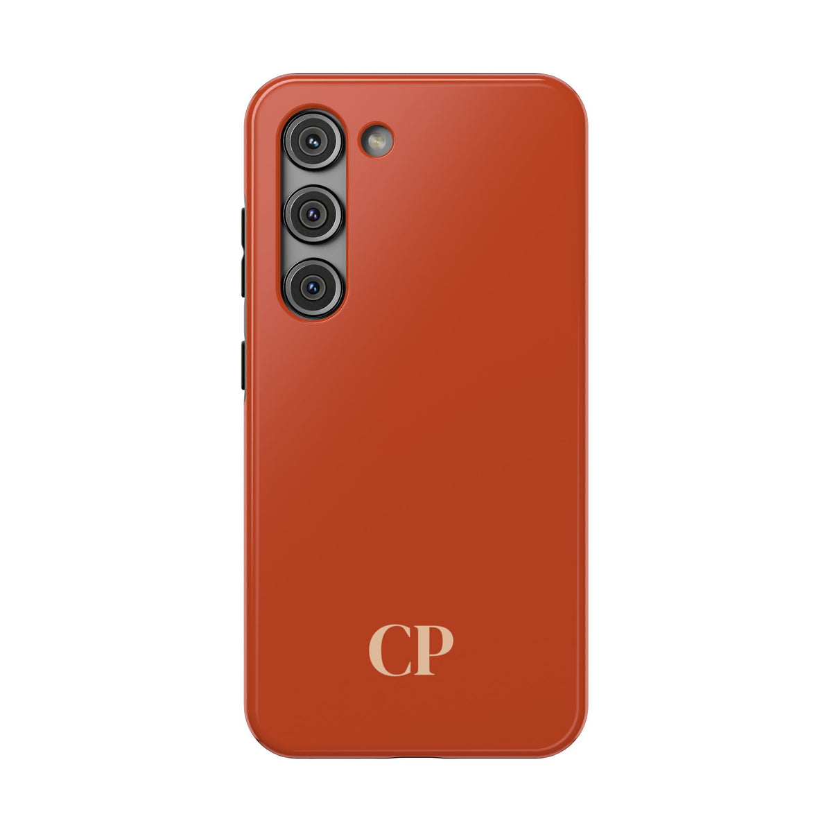 Terracotta Monogram personalized protective phone case for Samsung Galaxy S23, glossy finish