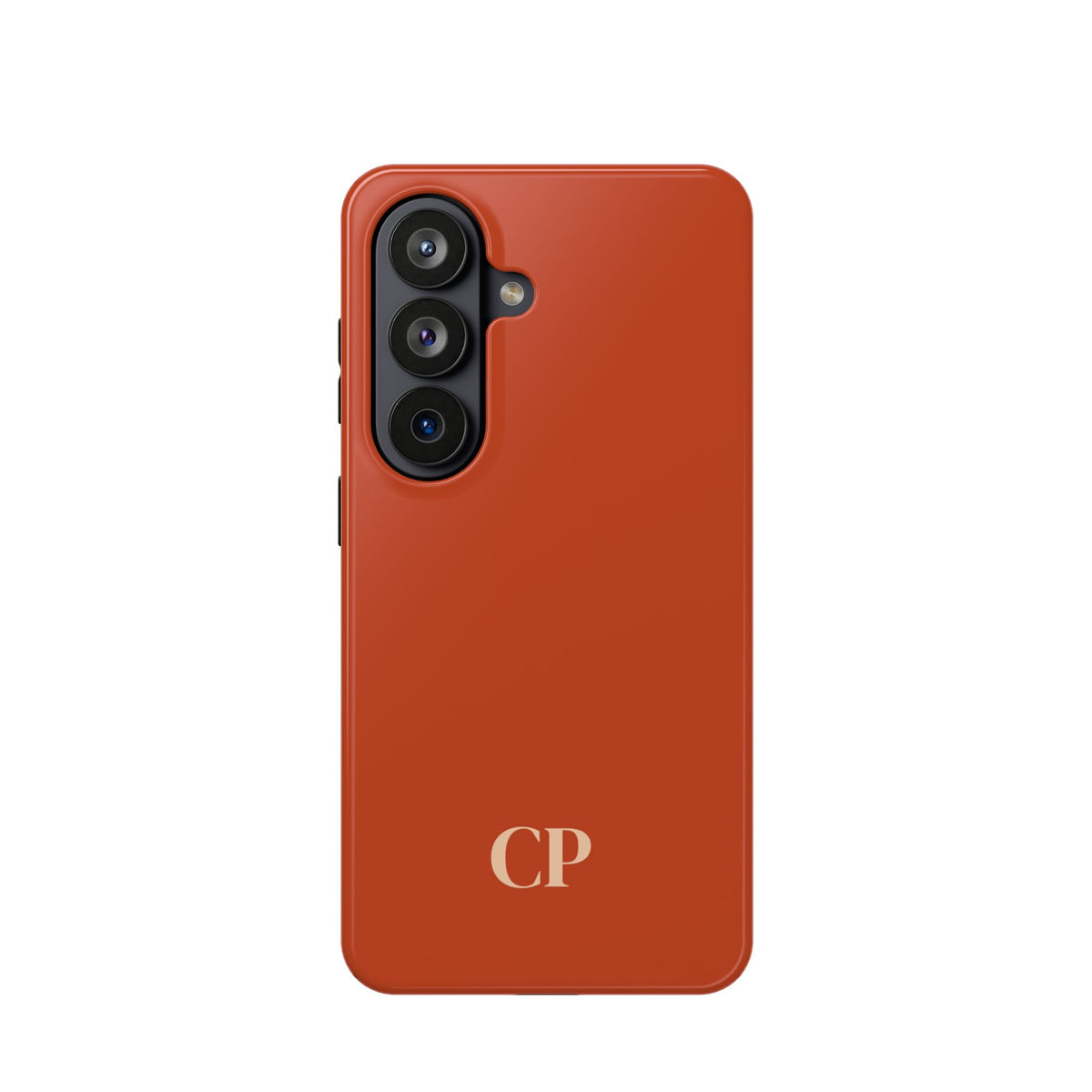 Terracotta Monogram personalized protective phone case for Samsung Galaxy S26, glossy finish