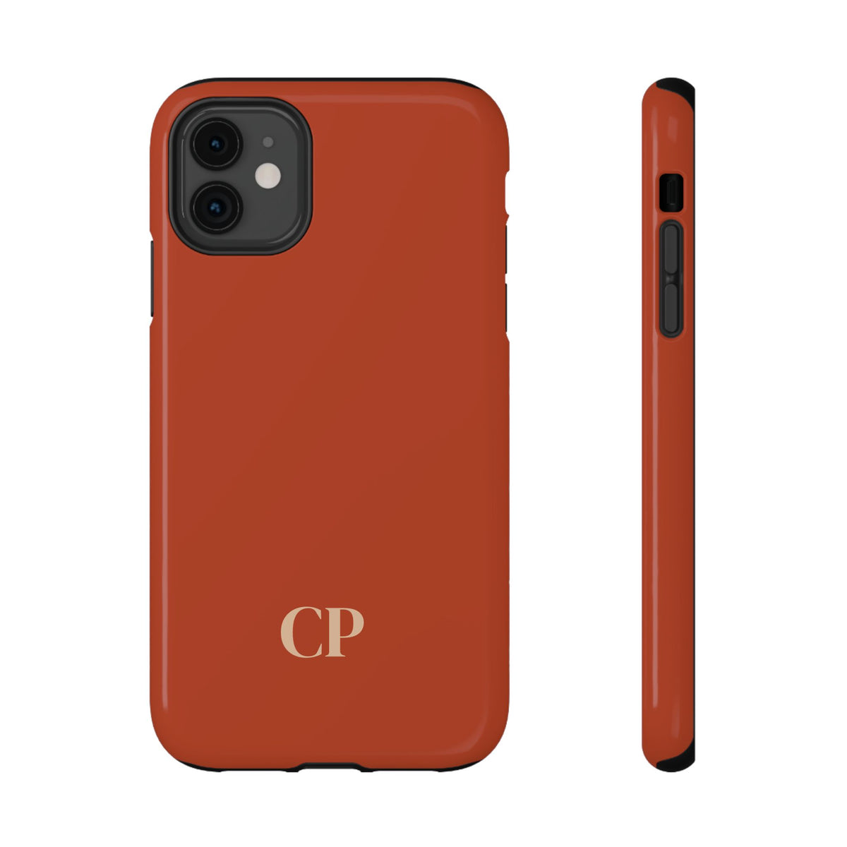 Terracotta Monogram personalized protective phone case for iPhone 11, glossy finish