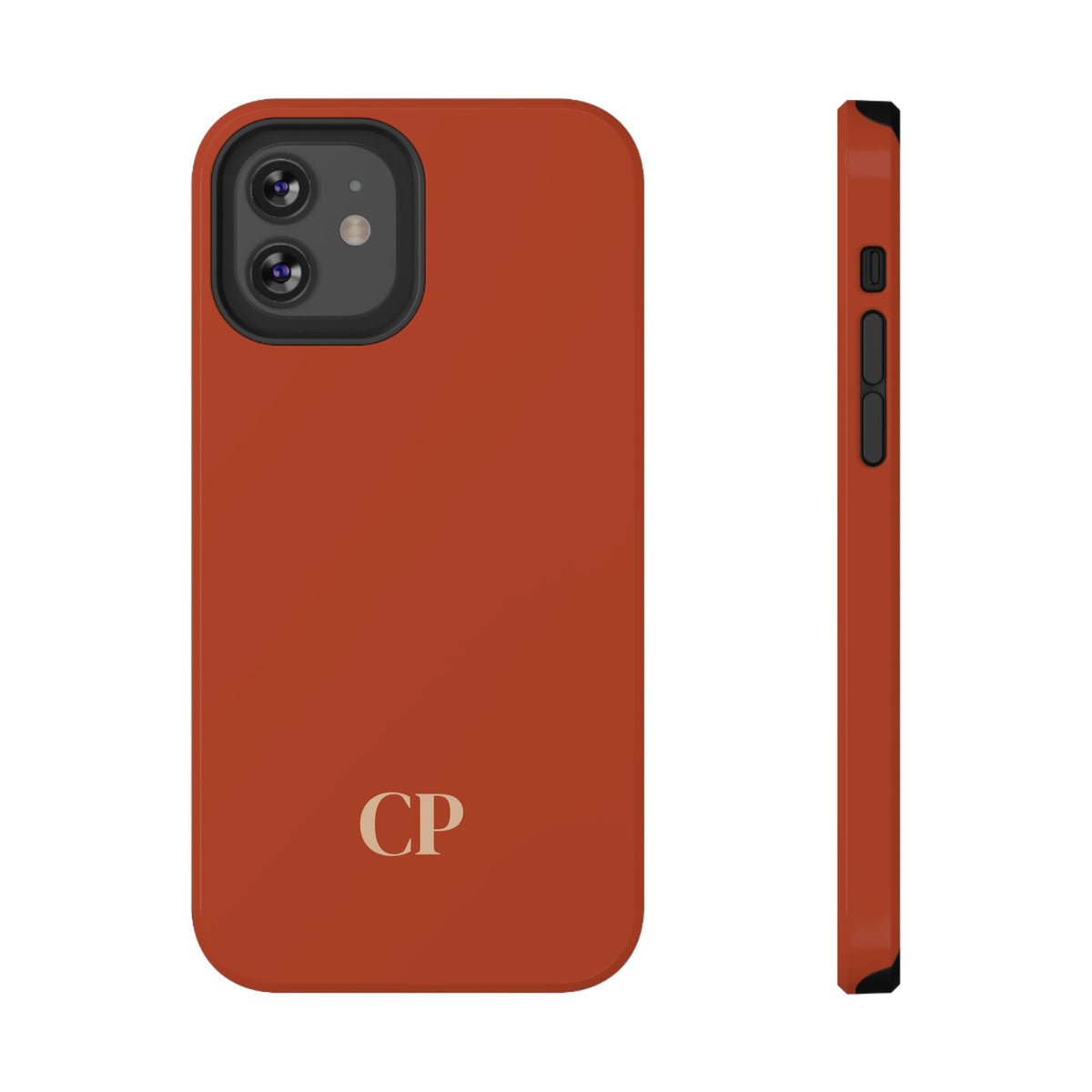 Terracotta Monogram personalized protective phone case for iPhone 12, glossy finish