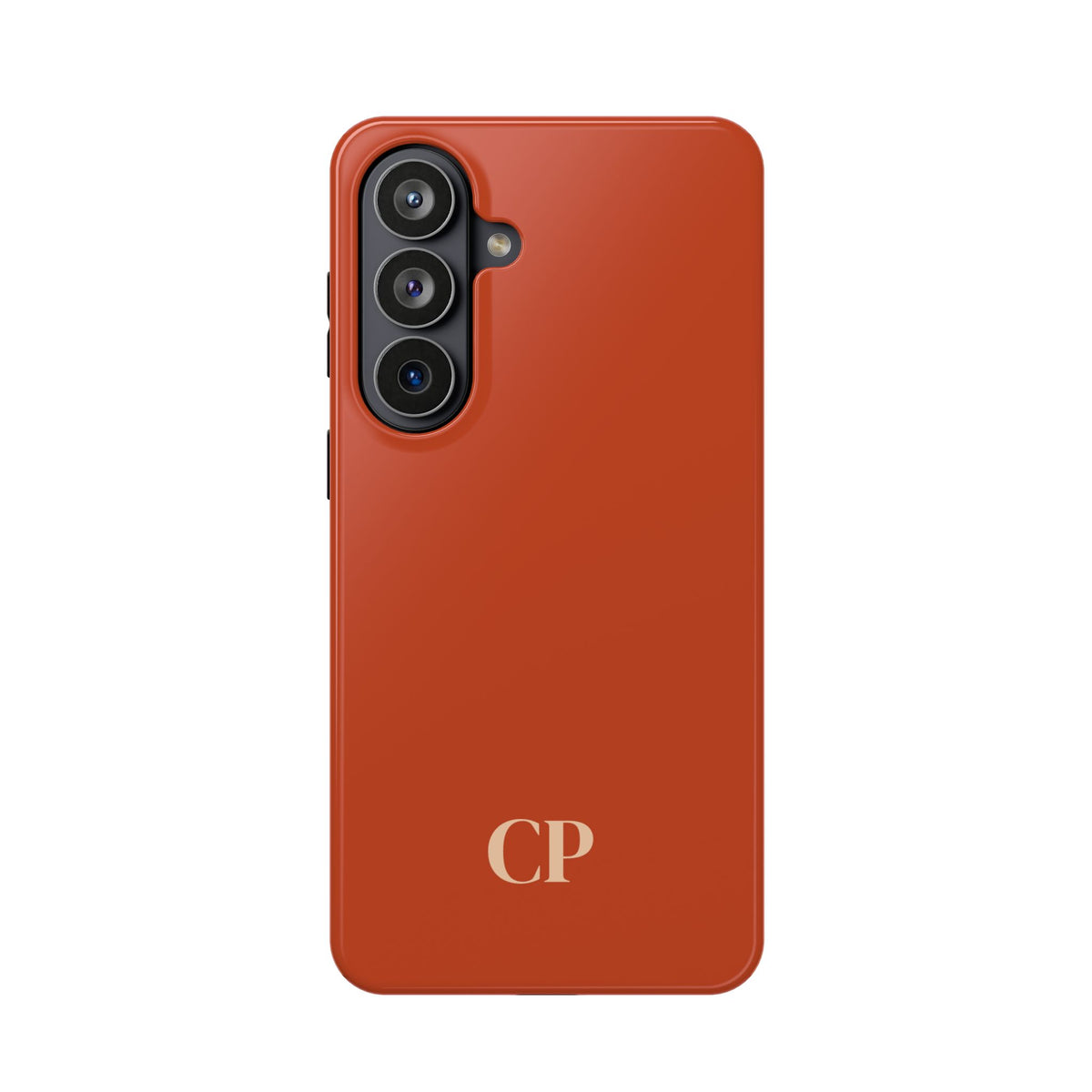 Terracotta Monogram personalized MagSafe case for Samsung Galaxy S26 Plus, glossy finish