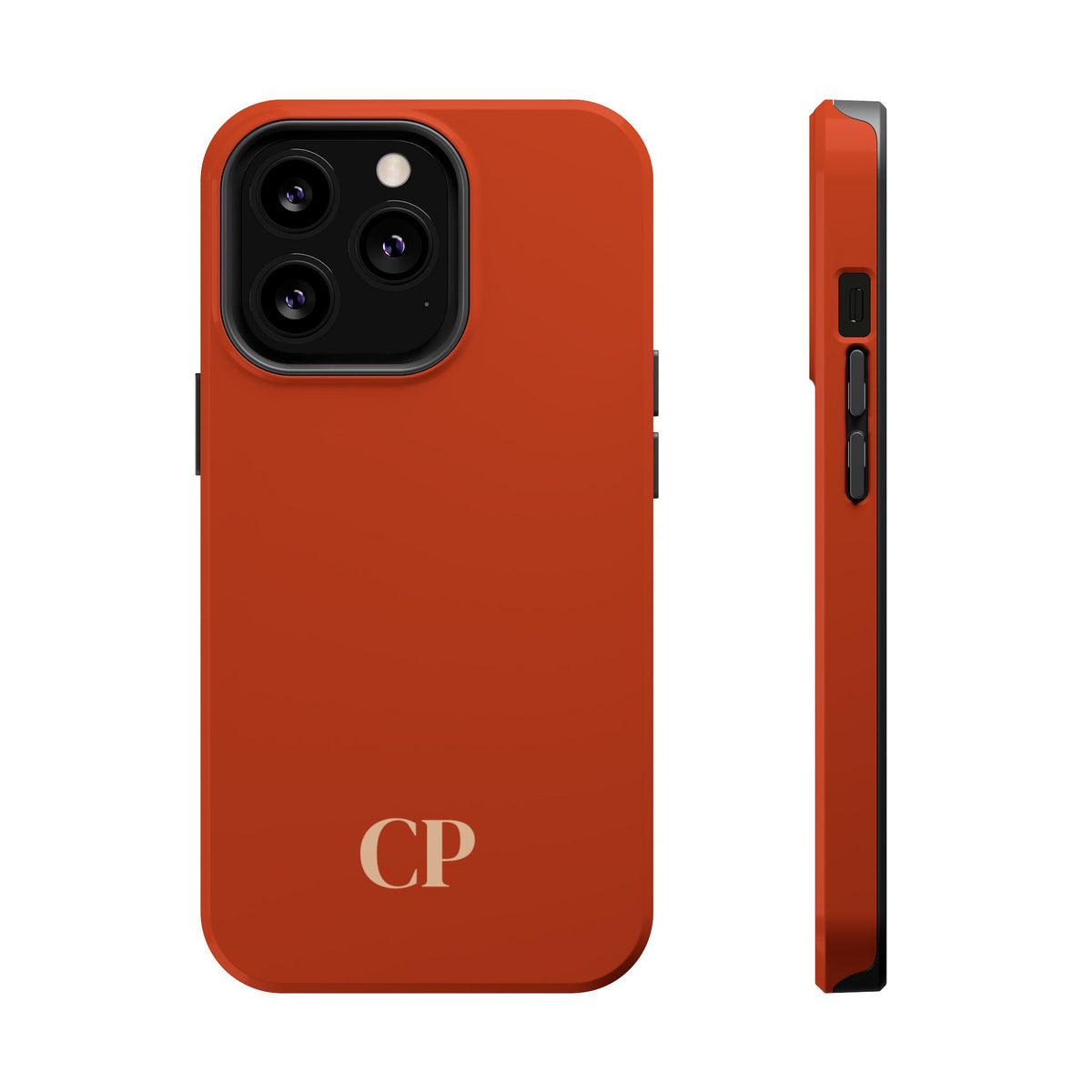 Terracotta Monogram personalized MagSafe case for iPhone 13 Pro, glossy finish