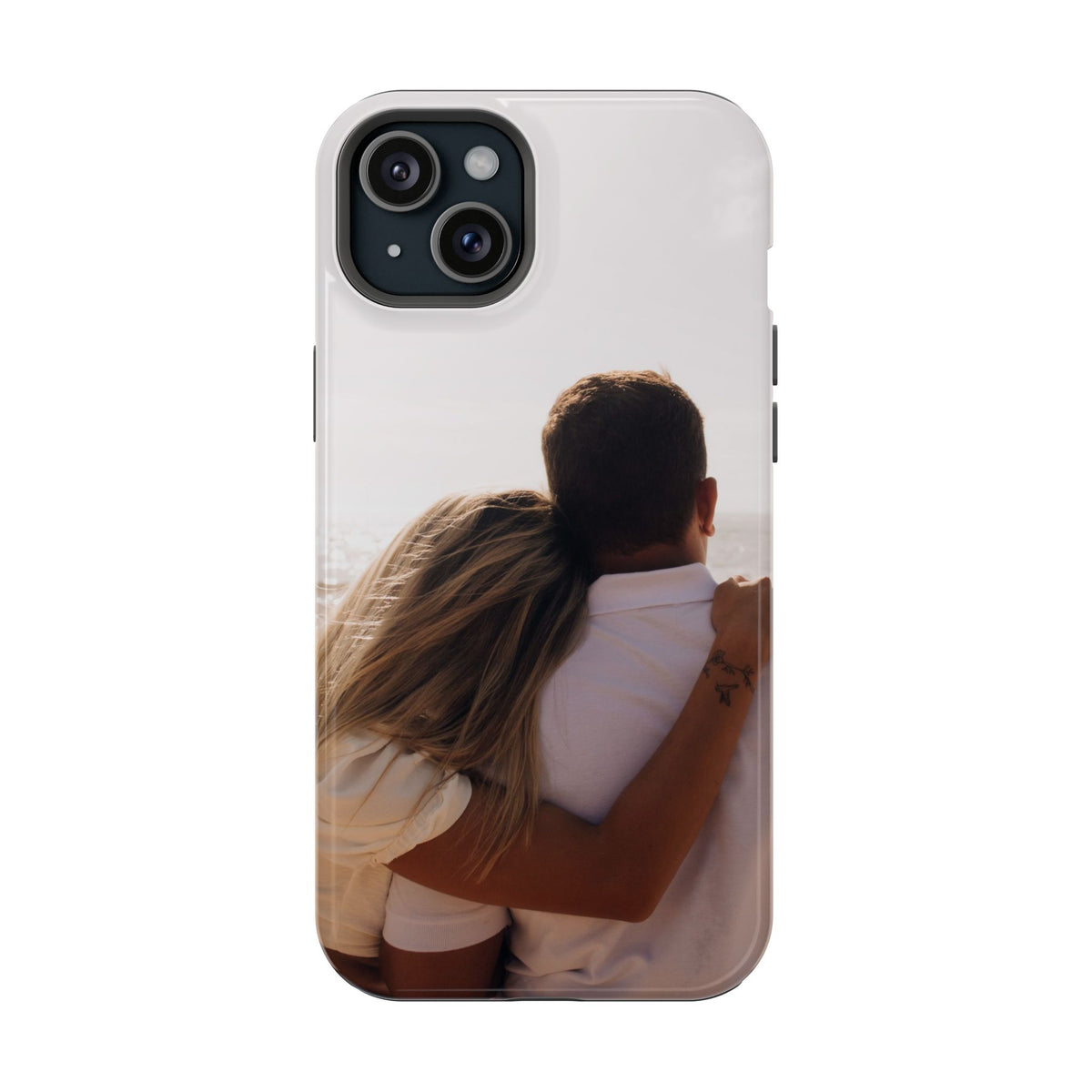 Personalized photo protective phone case for iPhone 15 Plus, glossy finish