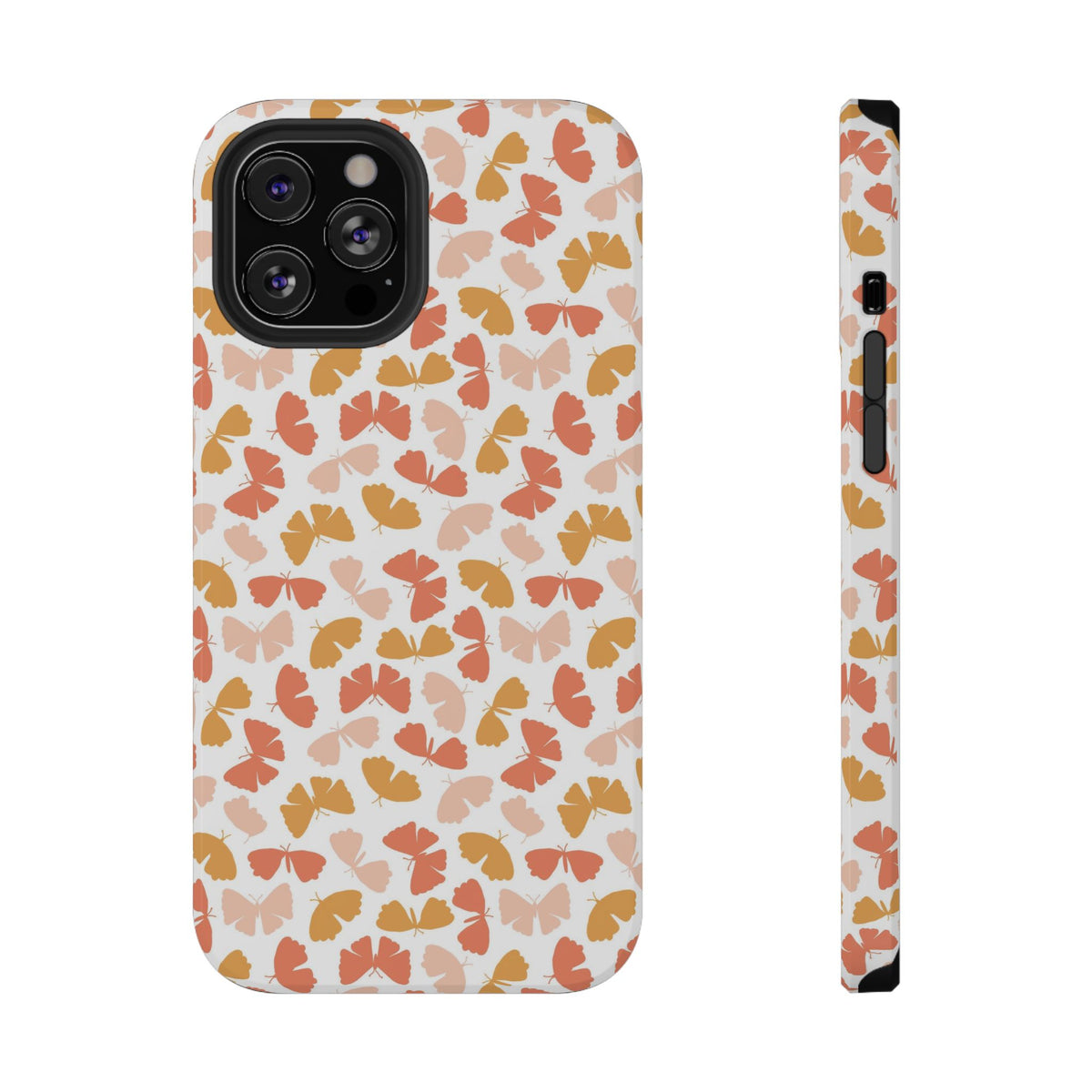 Peach Butterfly protective phone case for iPhone 12 Pro Max, glossy finish
