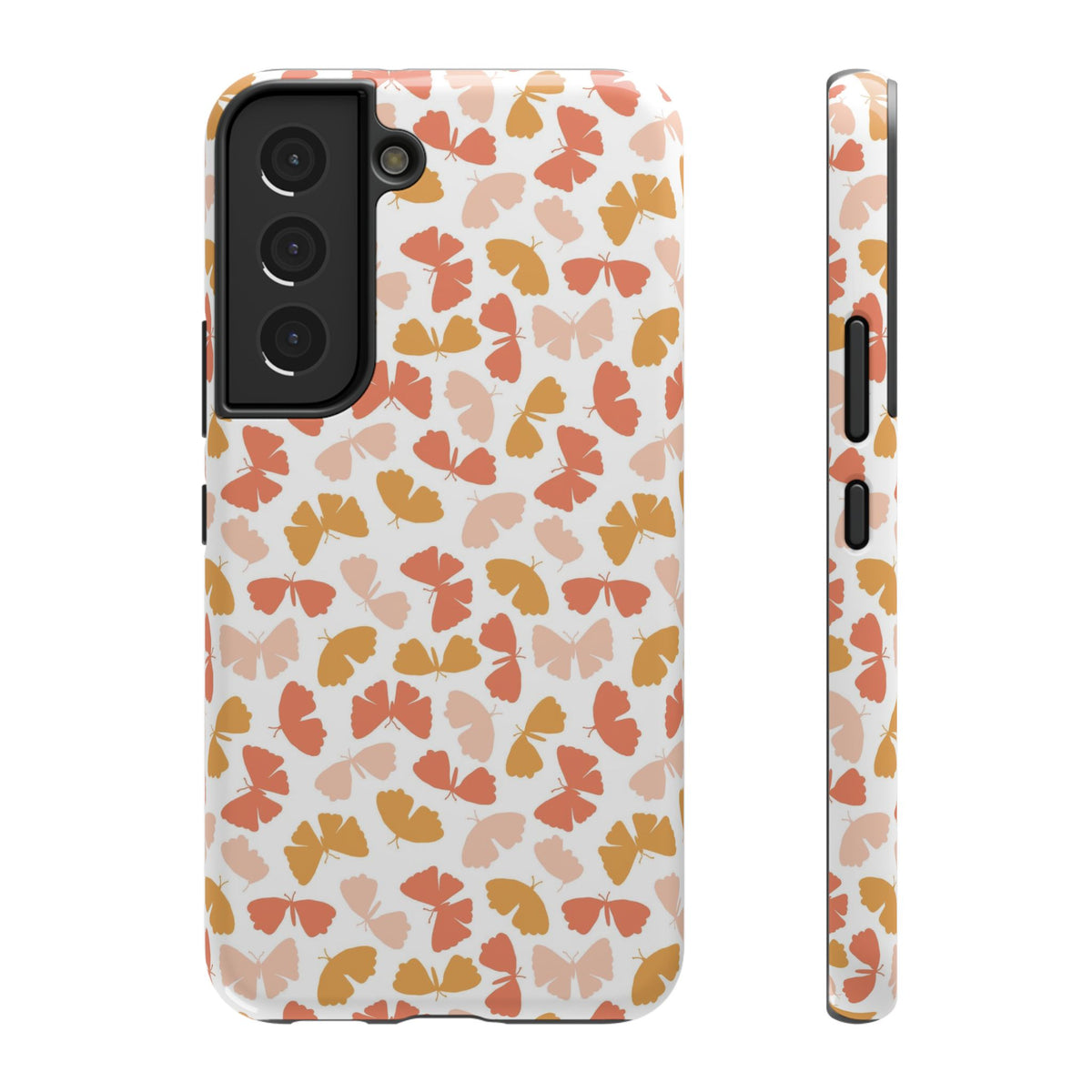 Peach Butterfly protective phone case for Samsung Galaxy S22, glossy finish