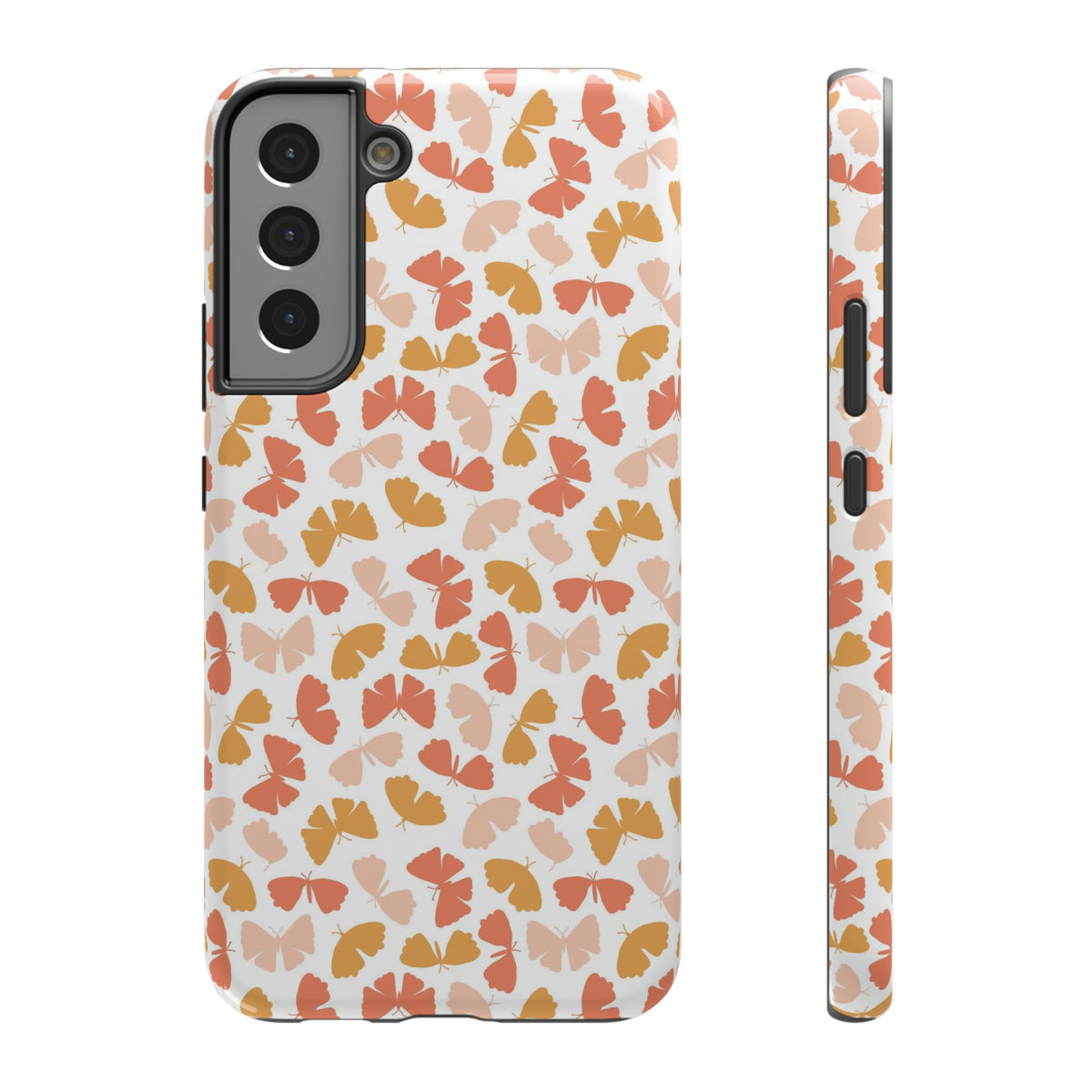 Peach Butterfly protective phone case for Samsung Galaxy S22 Plus, glossy finish