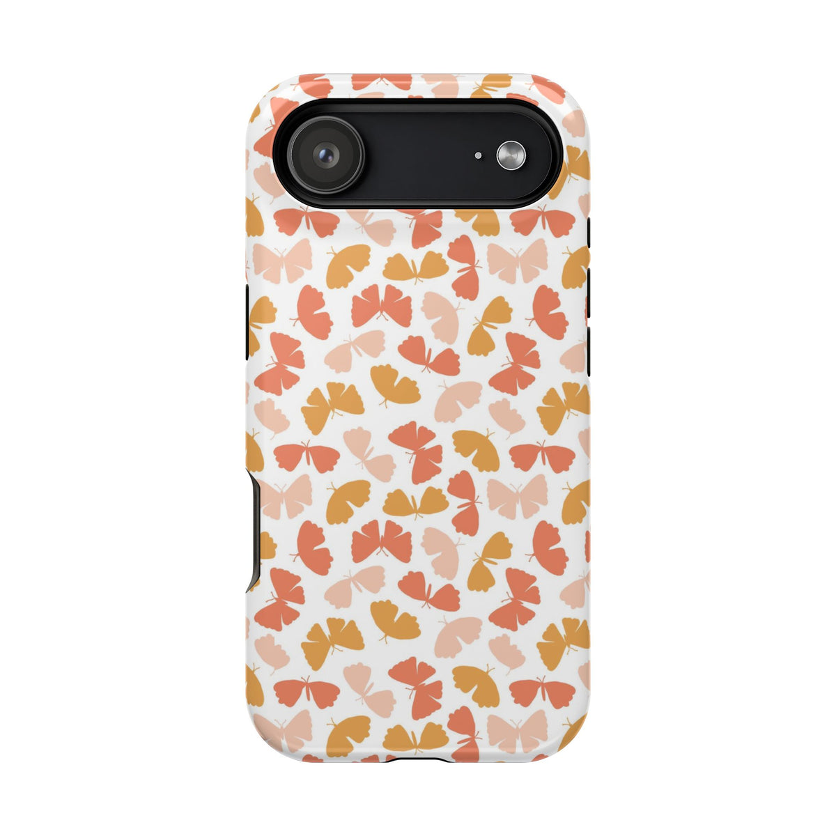 Peach Butterfly protective phone case for iPhone 17 Air, glossy finish