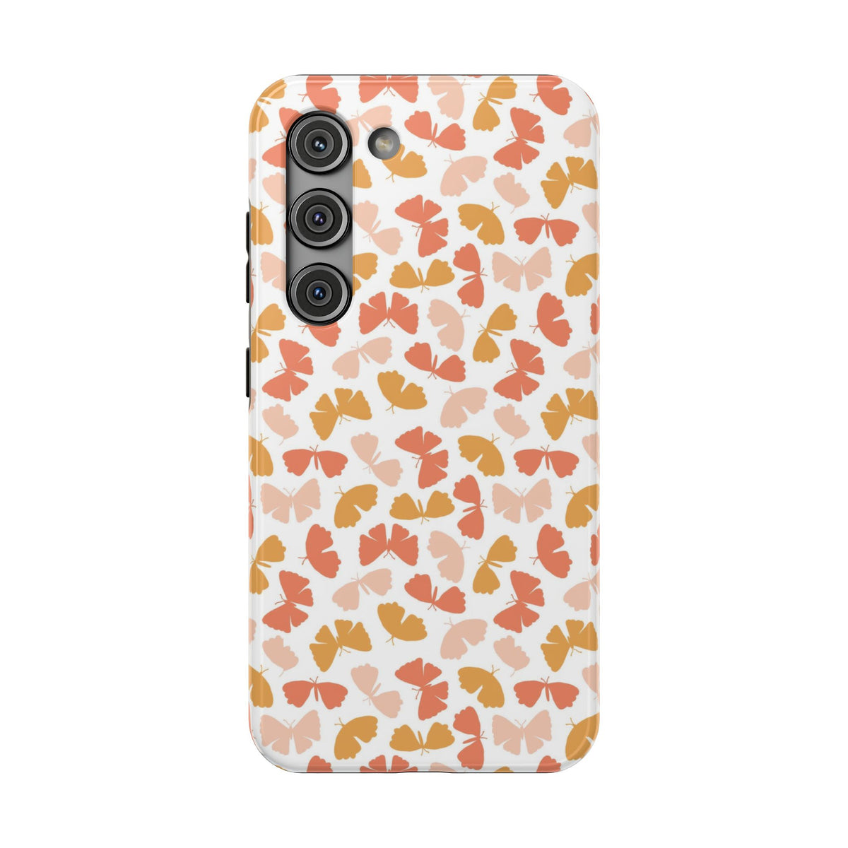 Peach Butterfly protective phone case for Samsung Galaxy S23, glossy finish