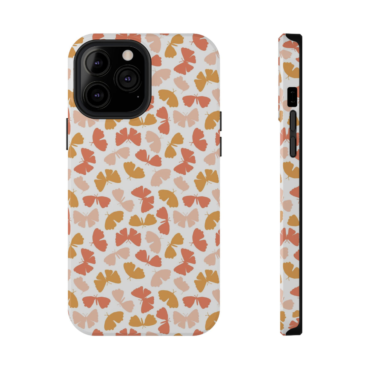 Peach Butterfly protective phone case for iPhone 13 Pro Max, glossy finish