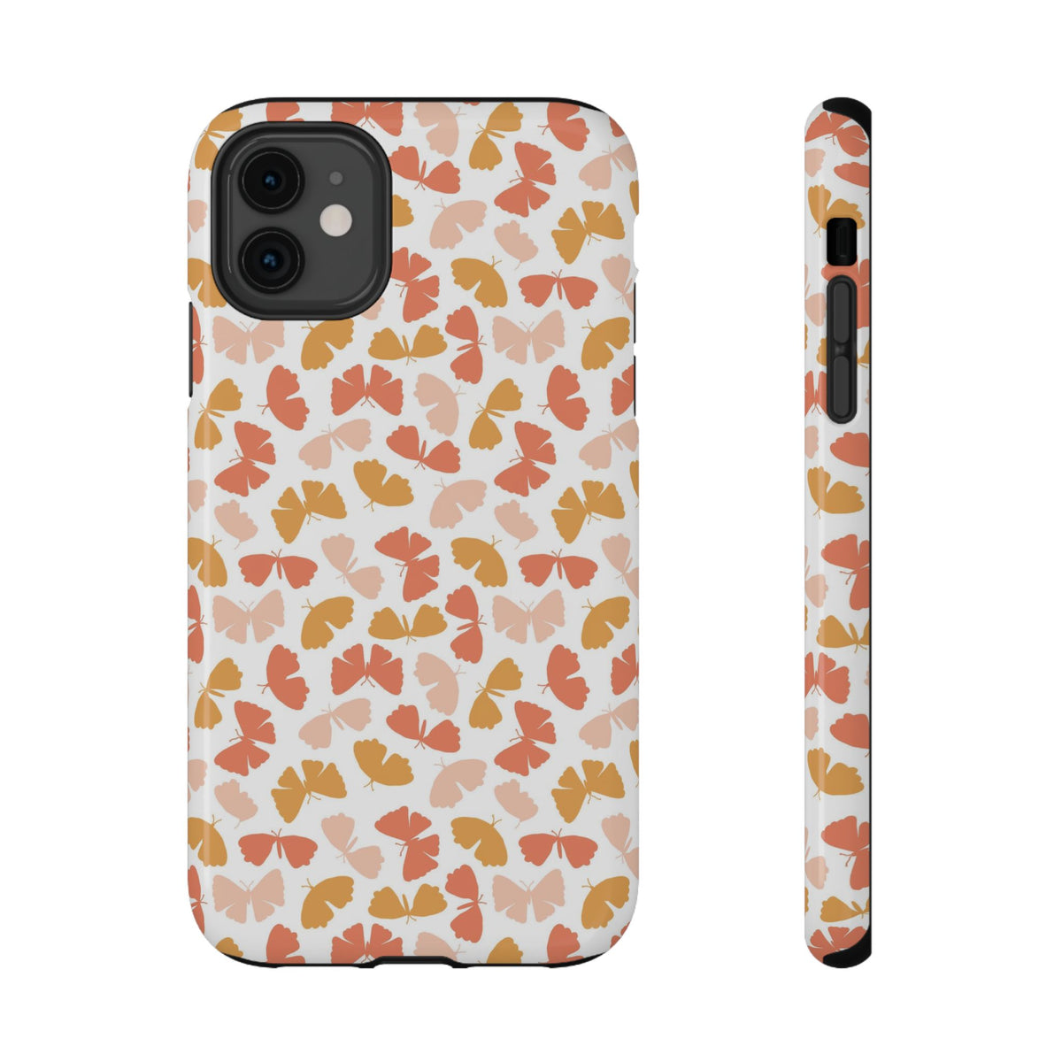 Peach Butterfly protective phone case for iPhone 11, glossy finish