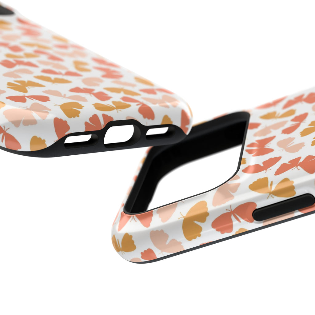 Peach Butterfly MagSafe case, close-up at an angle