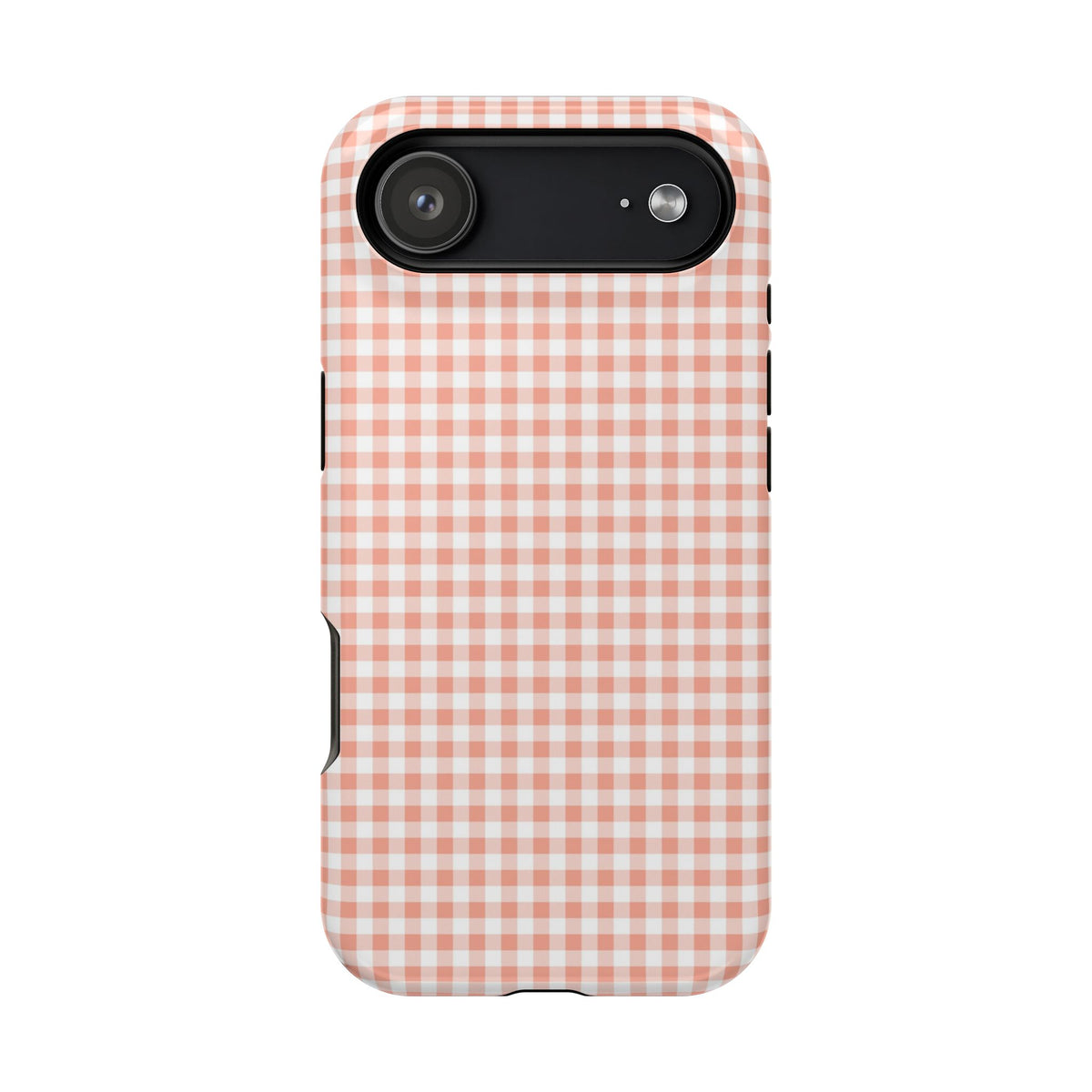 Peach Gingham MagSafe case for iPhone 17 Air, glossy finish