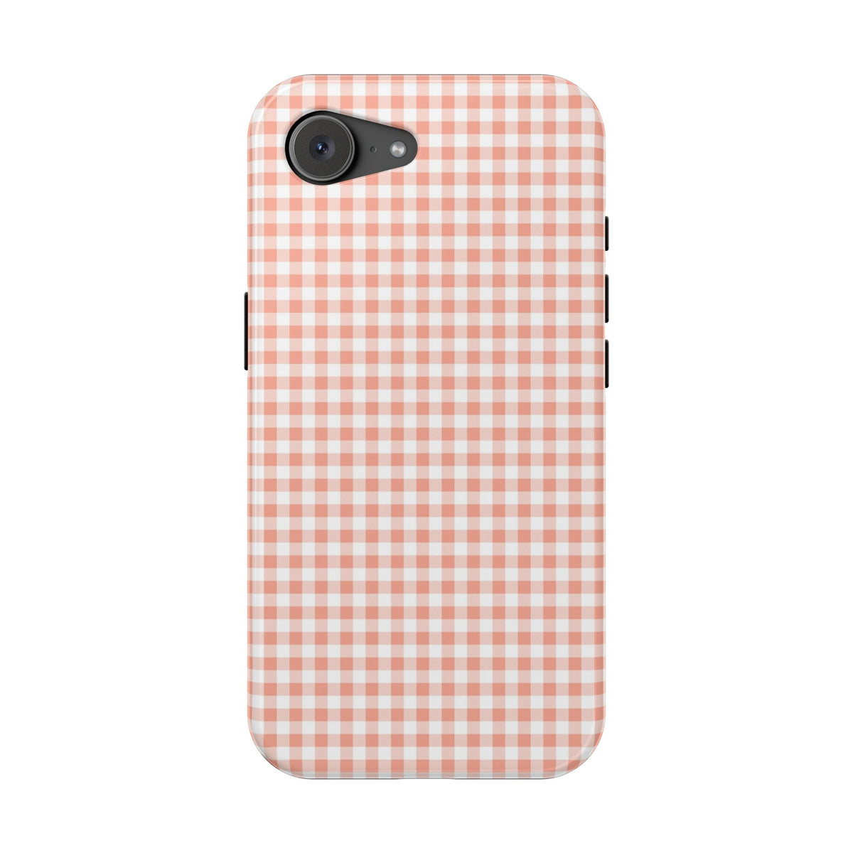 Peach Gingham MagSafe case for iPhone 16e, glossy finish