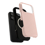 Peach Gingham MagSafe case, close-up of the dual-layer construction