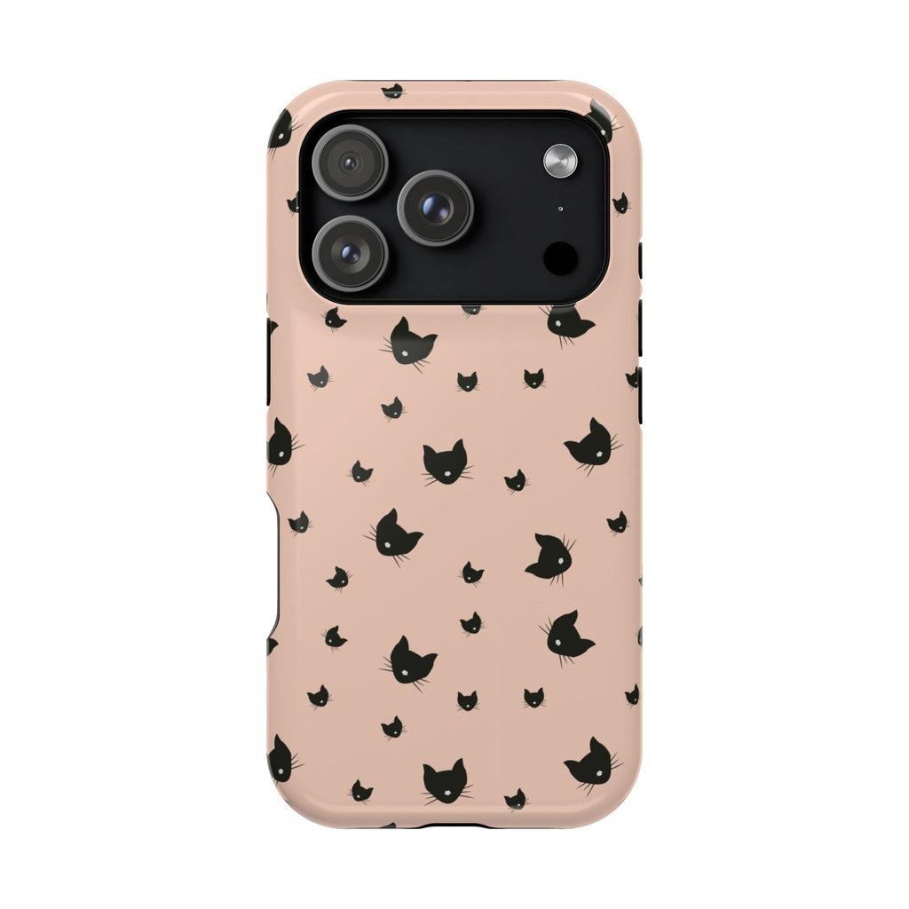 Peach Kitty protective phone case for iPhone 18 Pro, glossy finish