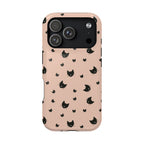 Peach Kitty protective phone case for iPhone 18 Pro, glossy finish