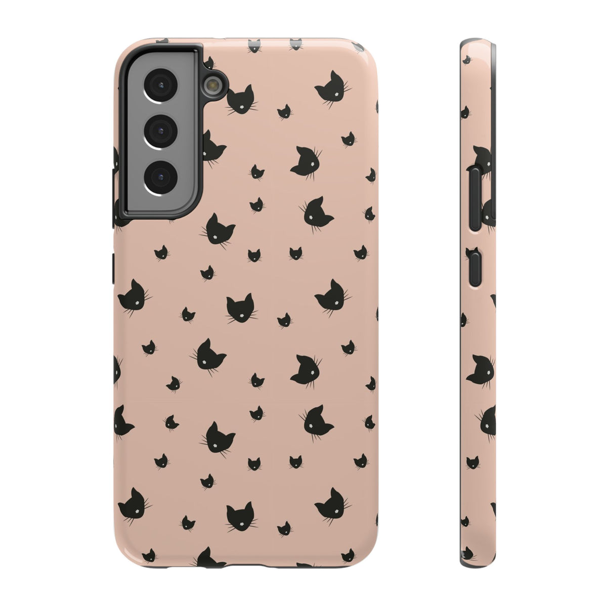 Peach Kitty protective phone case for Samsung Galaxy S22 Plus, glossy finish