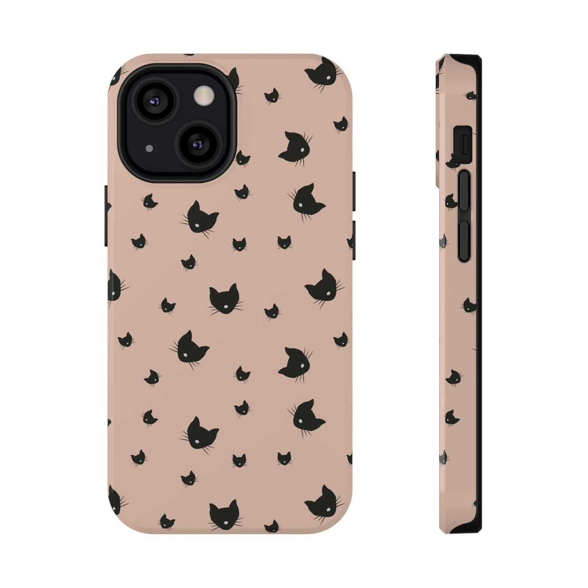 Peach Kitty protective phone case for iPhone 13 Mini, glossy finish