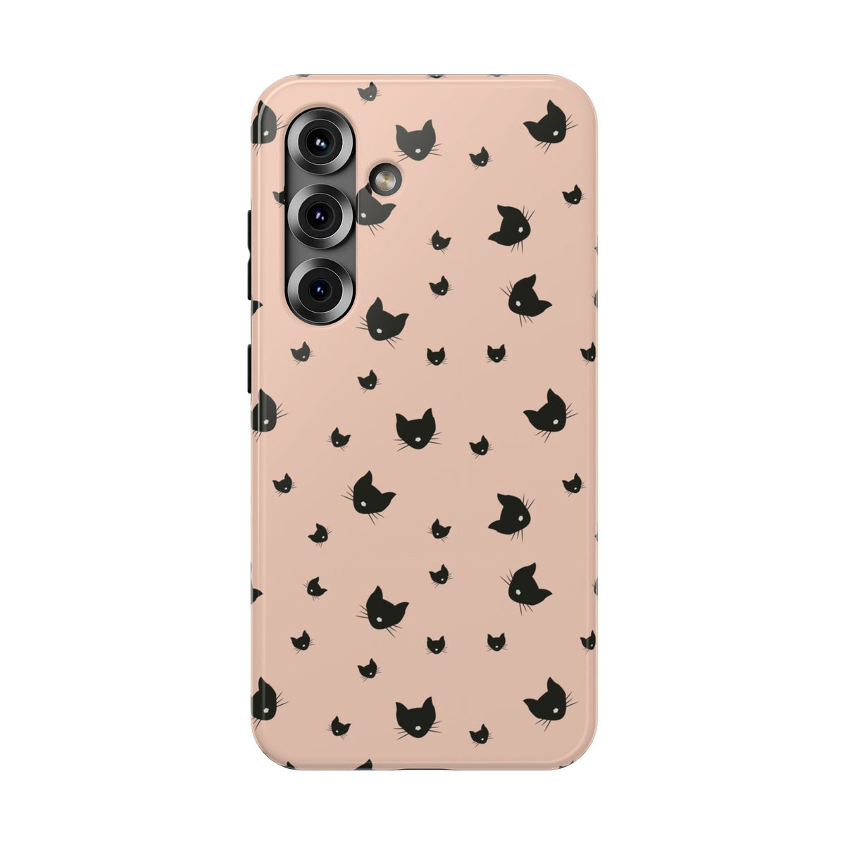 Peach Kitty protective phone case for Samsung Galaxy S25, glossy finish