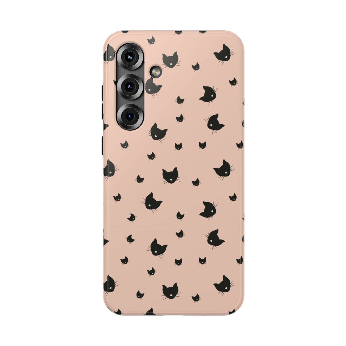 Peach Kitty protective phone case for Samsung Galaxy S25 Plus, glossy finish