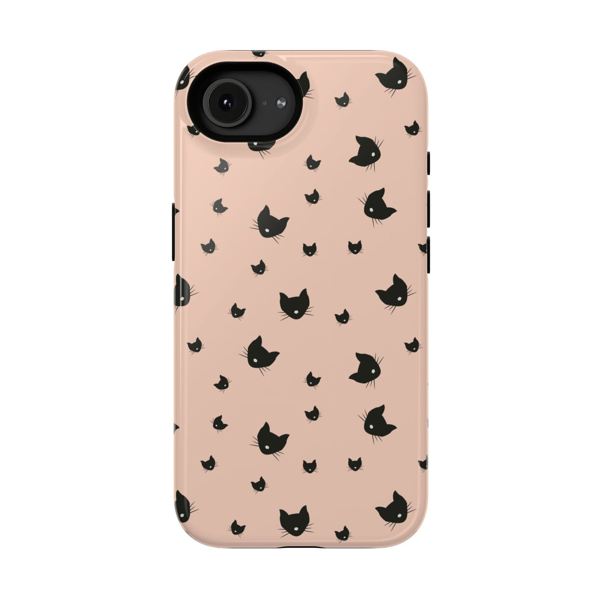 Peach Kitty protective phone case for iPhone 16e, glossy finish