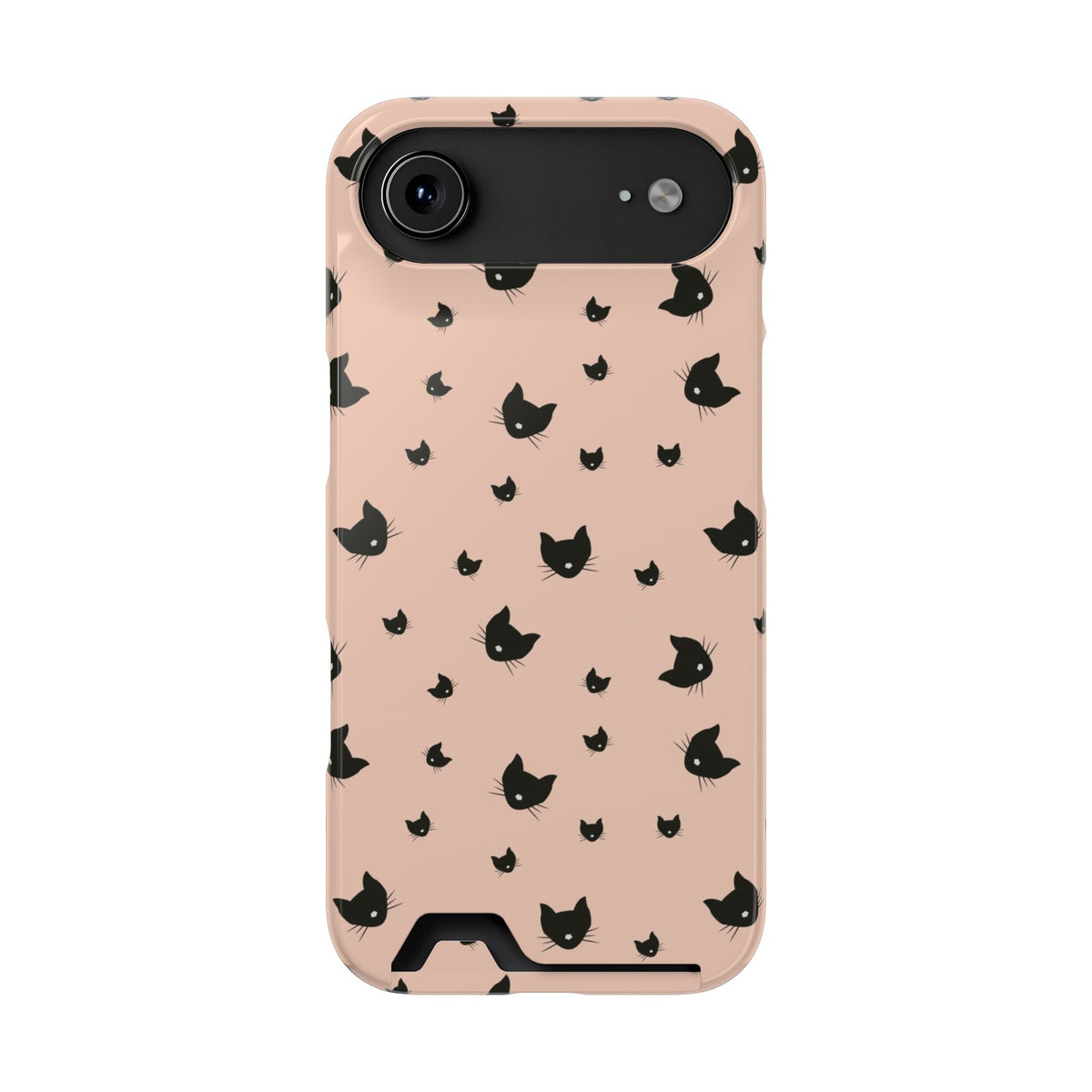 Peach Kitty phone case with card holder for iPhone 17 Air, glossy finish
