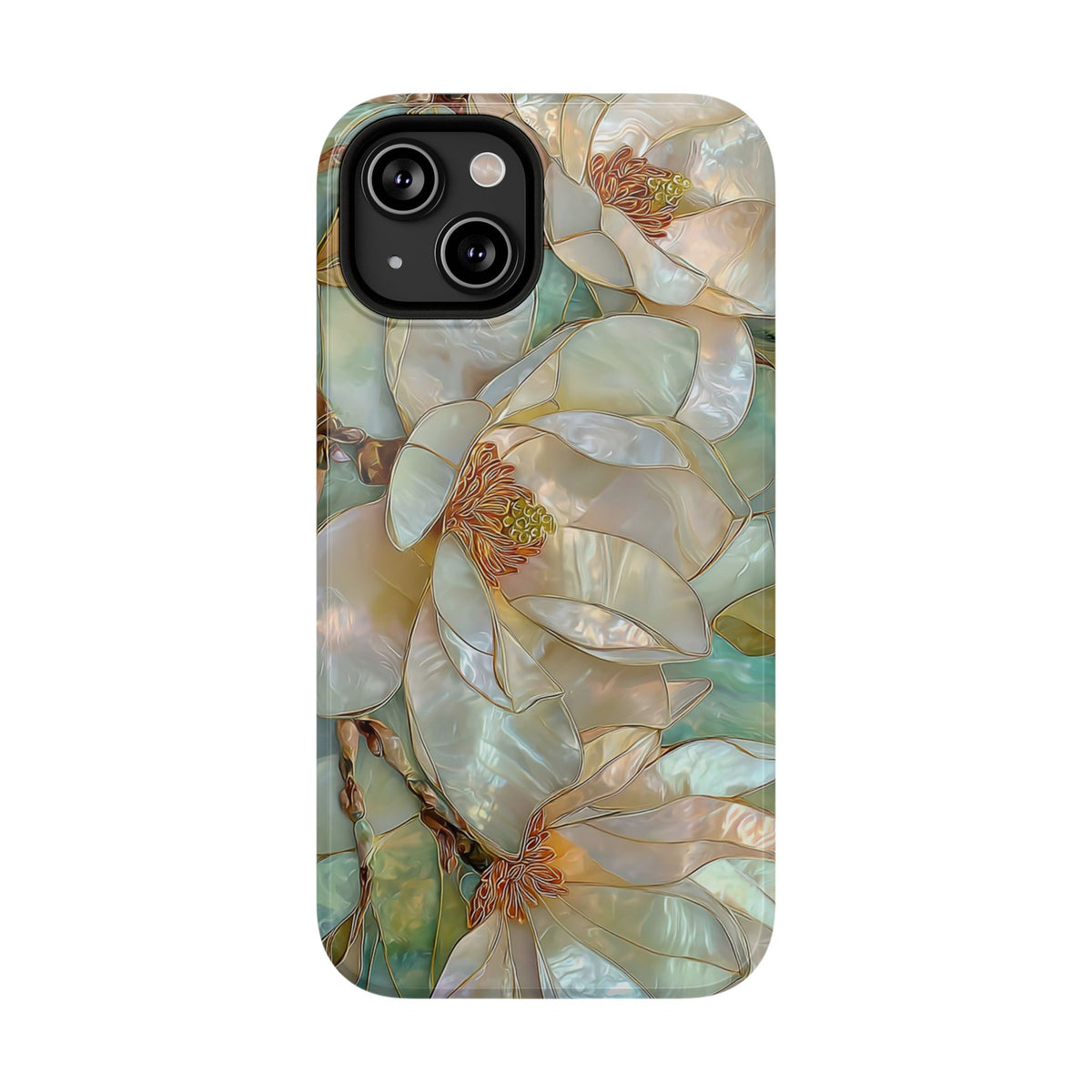 Pearl Magnolia protective phone case for iPhone 14, glossy finish