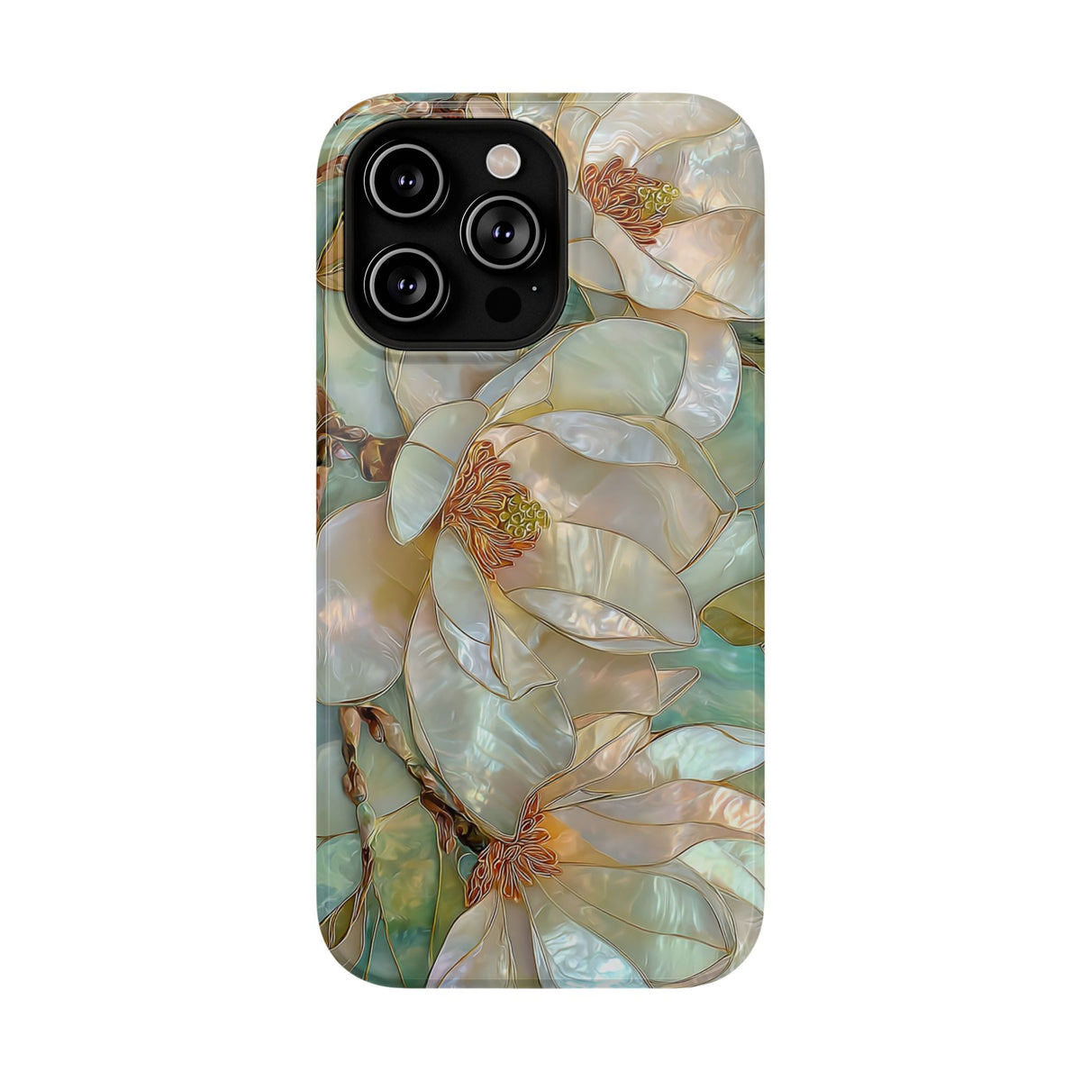 Pearl Magnolia protective phone case for iPhone 14 Pro Max, glossy finish