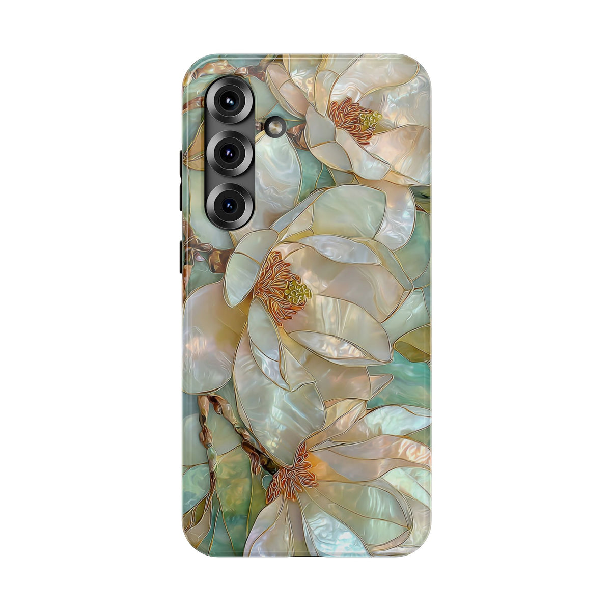 Pearl Magnolia protective phone case for Samsung Galaxy S25 Plus, glossy finish