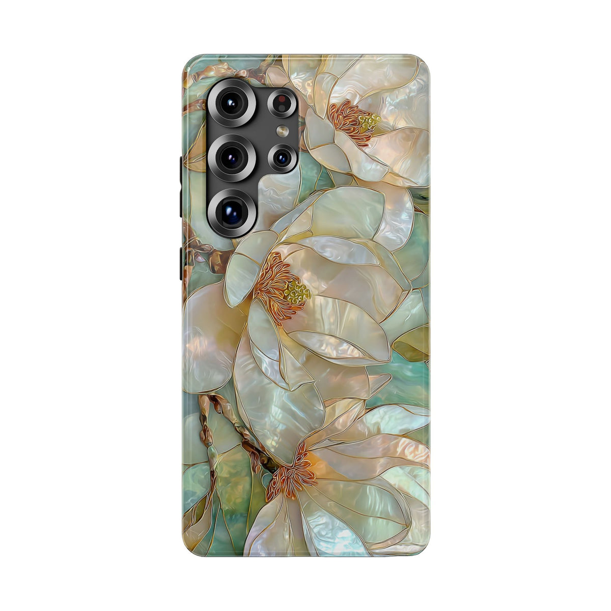 Pearl Magnolia protective phone case for Samsung Galaxy S25 Ultra, glossy finish