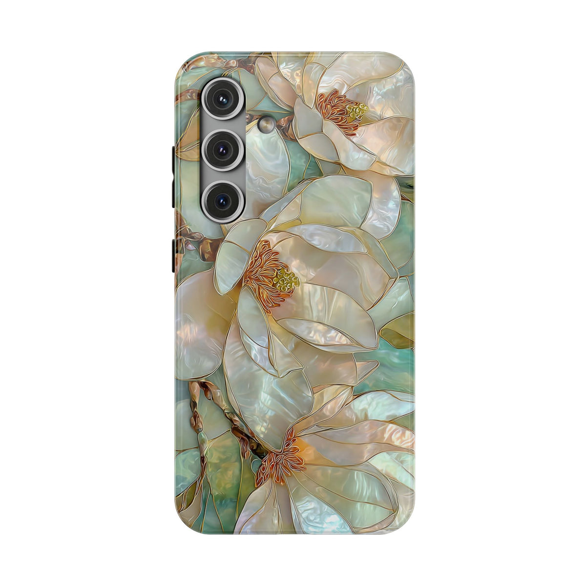 Pearl Magnolia protective phone case for Samsung Galaxy S24, glossy finish