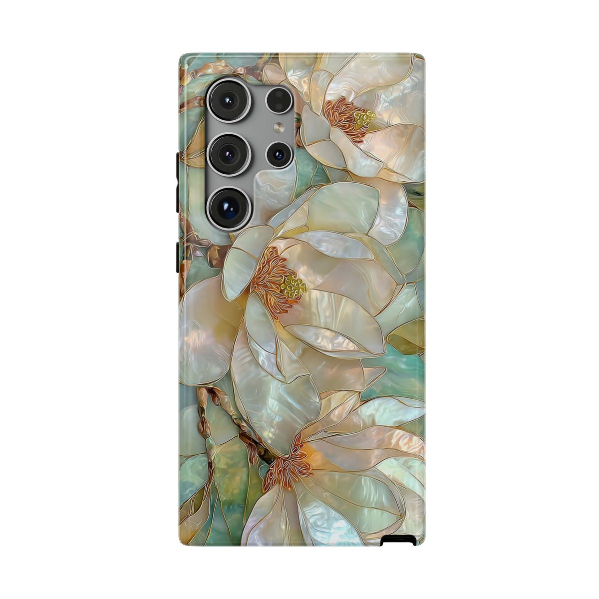 Pearl Magnolia protective phone case for Samsung Galaxy S24 Ultra, glossy finish